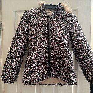 Jessica Simpson Floral Puffer Jacket with Faux Fur Hood